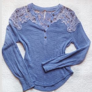 Free People floral applique top